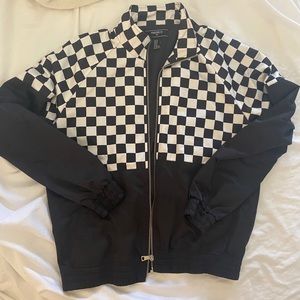 Black and white checkered bomber jacket